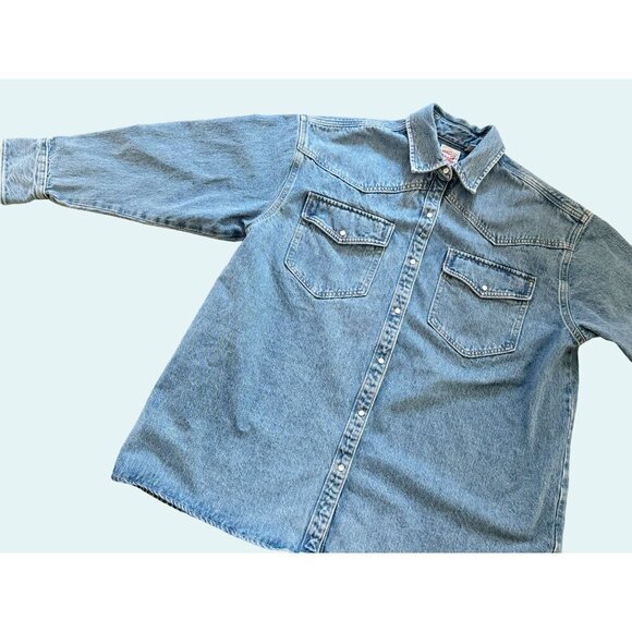 LEVI'S Denim Snap Button Western Jacket Shirt Shacket Size XL EUC - Picture 1 of 8